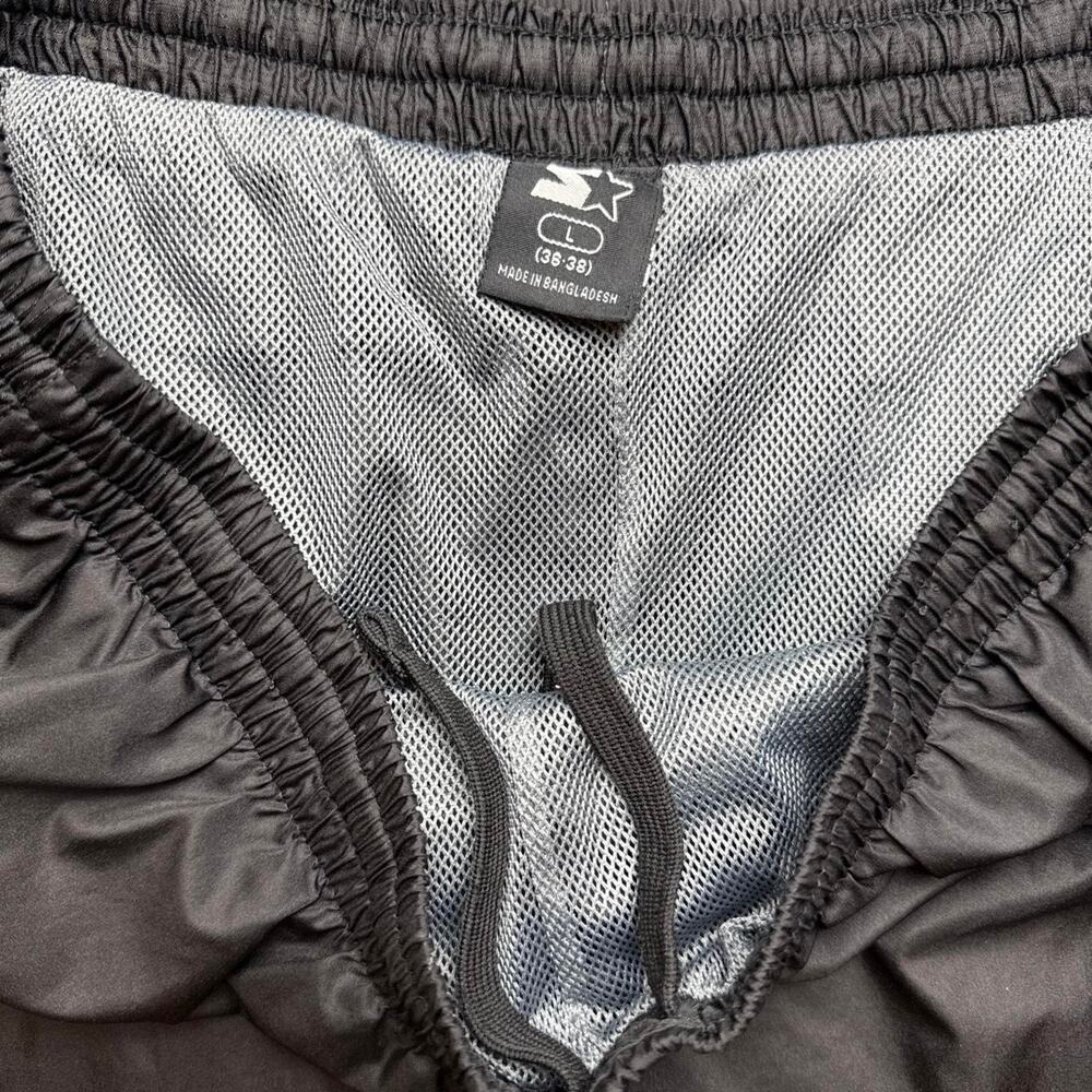 Black Y2K Starter Track Pants with Elastic Waistband & Drawstring - Picture 3 of 4